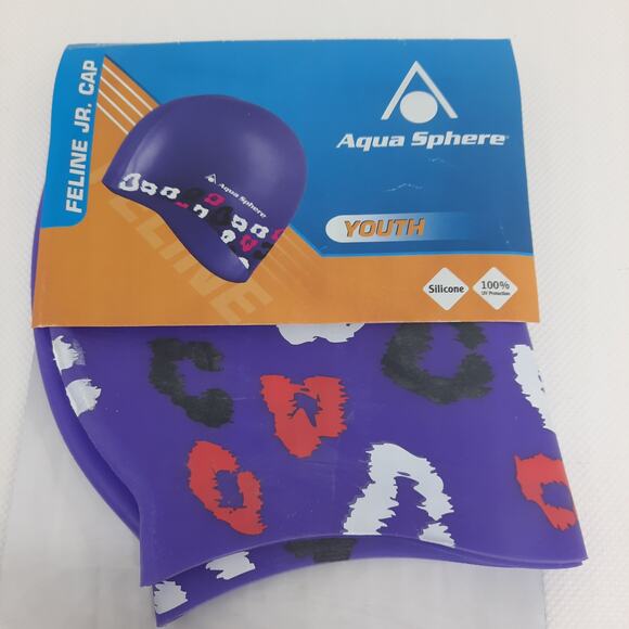 5 For $20.00 Aqua Sphere Feline Youth Silicon Swim Cap, 100% UV Protection - Picture 4 of 11